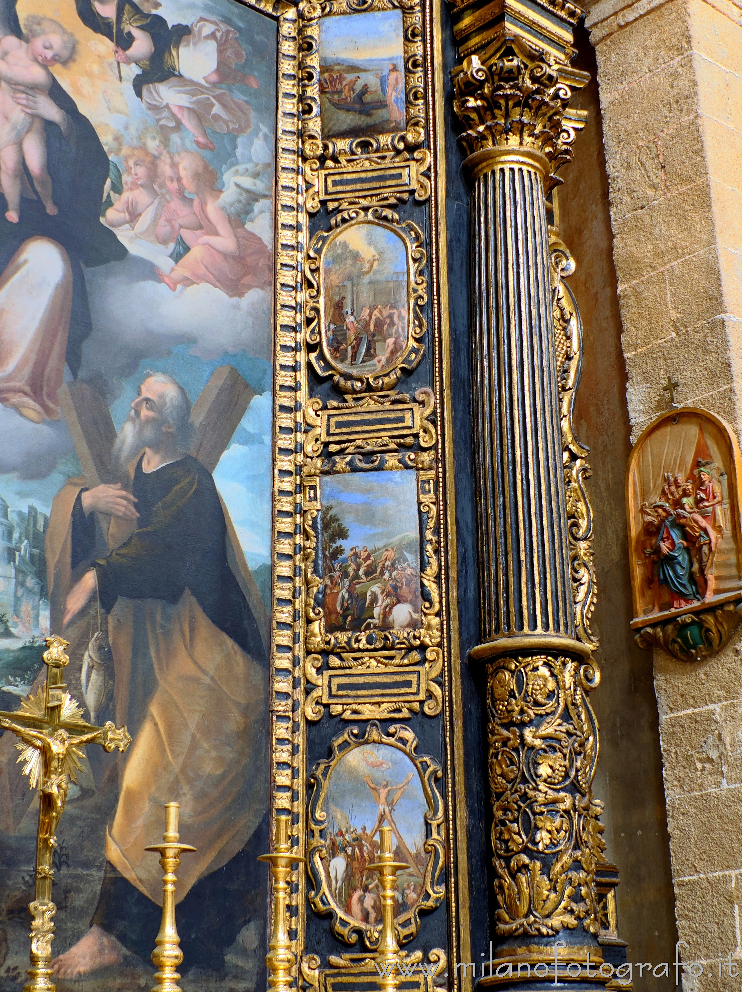 Gallipoli (Lecce, Italy) - Detail of the retable of the altar of the Virgin of Graces in the Cathedral